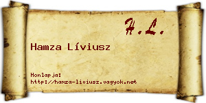 Hamza Líviusz névjegykártya